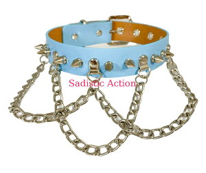 y[zFUNK PLUS 1 1/8" CHOKER SPIKE AND CHAIN SHINY PASTEL COLORS yFUNK PLUS(U[ANZT[AU[}XNAn[lXA|Xnbgjzy`[J[ElbNXzyFP-FCK244 SHINY PASTEL-BLUEz