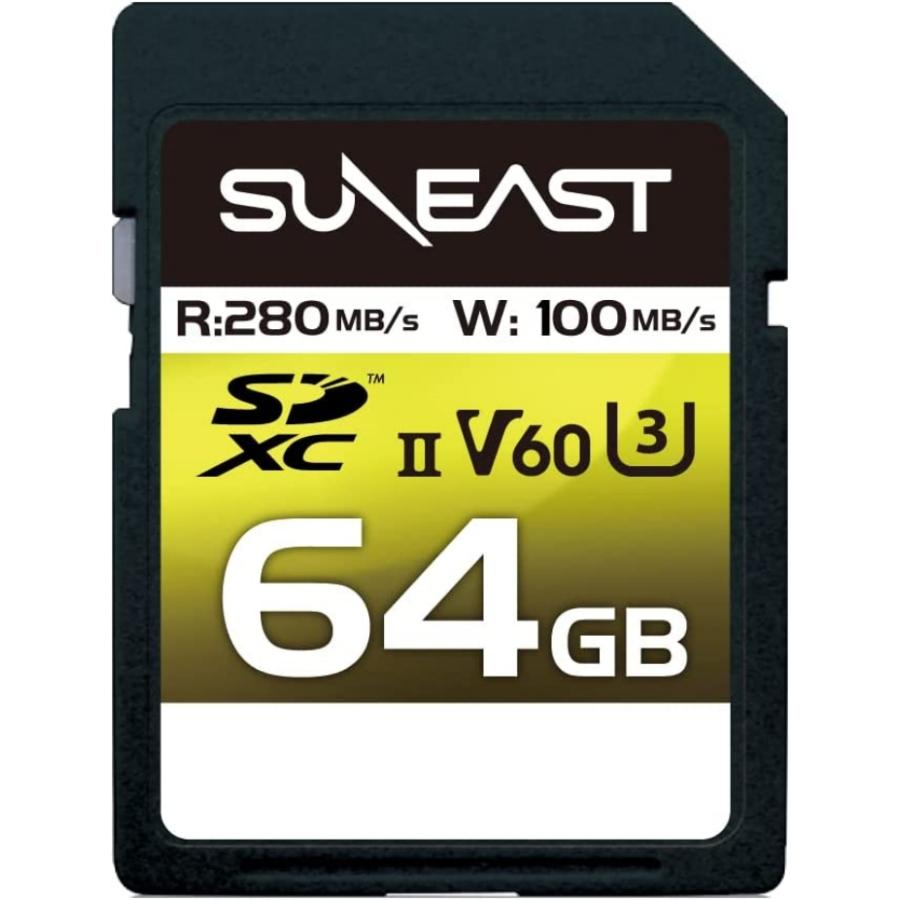 SUNEAST (サンイースト) SDXCカード 64GB UHS-II V60 最大280MB s U3 4K UHD ULTIMATE PRO [SE-SDU2064GC280]