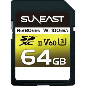 【ネコポス便配送送料無料】SUNEAST (サンイースト) SDXCカード 64GB UHS-II V60 最大280MB/s U3 4K UHD ULTIMATE PRO [SE-SDU2064GC280]