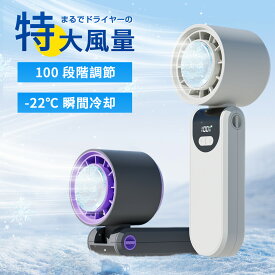 【お見逃しなく！お得なクーポンで1980円~】ハンディファン 携帯扇風機 冷感プレート付き 首掛け扇風機 6000mAh大容量 モバイルバッテリー機能 軽量 強力 usb充電式折り畳み ストラップ付き LEDディスプレイ 熱中症対策