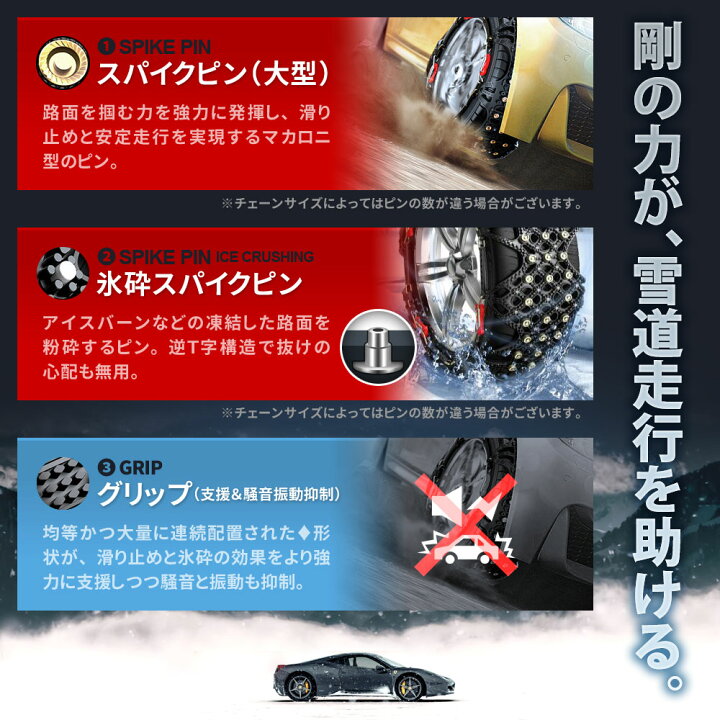 楽天市場】【最大10％OFFクーポン配布中】タイヤチェーン 非金属 簡単 