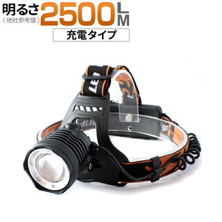 ヘッドライトledヘッドライト強力最強クラス充電式防水懐中電灯18650リチウムイオン充電池&専用充電器付属【fl-sh016】