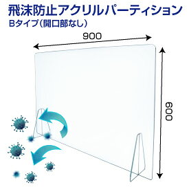 【送料無料】【1、2営業日以内に出荷】FM-21 飛沫防止アクリルパーティション　サイズ60cm×90cm　Bタイプ　開口部なし　厚さ4mm　コロナ対策　感染防止　アクリルパーテーション　カウンター間仕切り　受付アクリル板　アクリル仕切り板