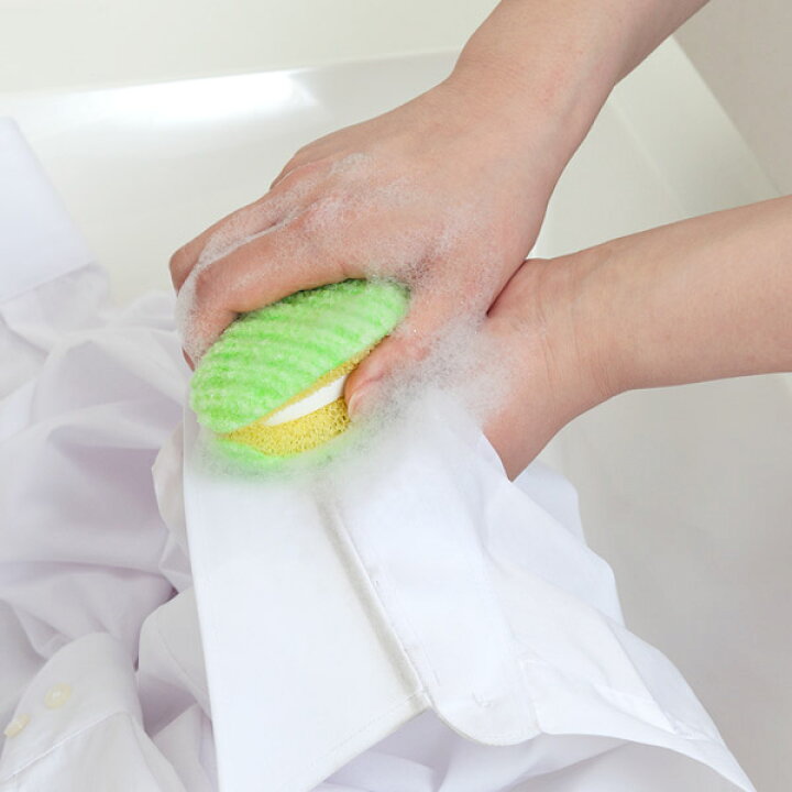 泥汚れ ブラシ 洗濯ブラシ  握りやすい びっくりフレッシュ グリーン  日本製 B  ゴシゴシ洗濯クリーナー スポンジ 両面  最大64%OFFクーポン サンコー 洗濯用品