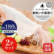 【玄海漁協公式】呼子剣先いか姿造り（S2サイズ）×2P／そのままお刺身のほか、天ぷらにしてもおすすめ。…