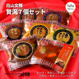 贅沢7種セット 白山文雅 ビーフカレー きのこ カレー チキンカレー ジャワカレー ハヤシライス 牛タンシチュー 伊万里ハンバーグ 最高級 贈答用 ギフト 冷凍 食品 佐賀 有名店 行列店 老舗 カレー専門店