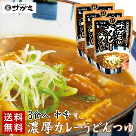 【和食麺処サガミ】 麺屋の和ダシが利いた濃厚コク旨カレーうどんつゆ 3食入 お試しセット 中辛 具入り店舗の味 和風カレー 具材入り レトルト 名古屋風 簡易包装 まとめ買い 非常食 お歳暮