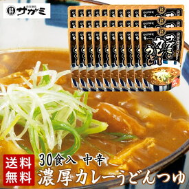 サガミ 麺屋の和ダシが利いた濃厚コク旨カレーうどんつゆ 中辛 具入り 30食入 お手軽 店舗の味 和風カレー 具材入り レトルト 名古屋風 簡易包装 まとめ買い 非常食