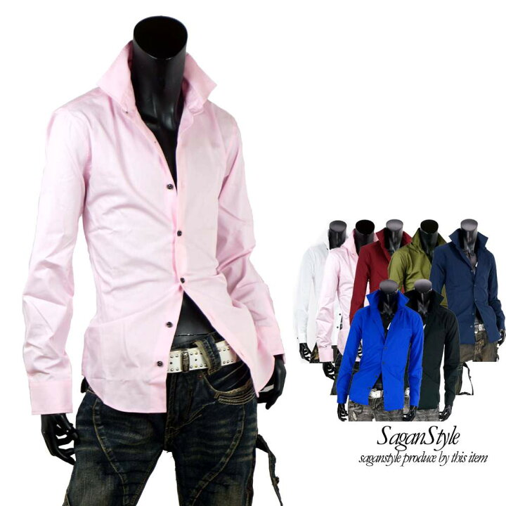 楽天市場 ドレスシャツ メンズ ブロードシャツ ワイドカラー ビジネスシャツ カラーシャツ 無地 キレイめ きれいめ おしゃれ お兄系 カジュアル ストリート リゾート アメカジ K 01 男 かっこいい 服 おしゃれ ちょいわる モテ服 流行 トレンド インスタ映え Spsl