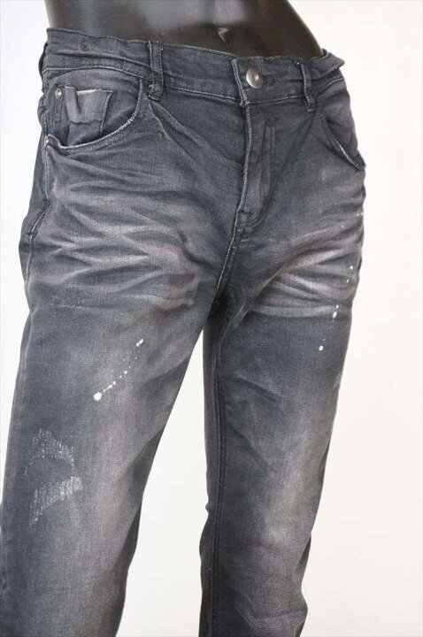 メンズ ダメージ加工リペアテイストスキニーデニム ジーパン ジーンズ テーパード 男 かっこいい 服 R0113 01 Sgra1 新しい到着