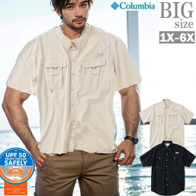 バハマシャツ 半袖 大きいサイズ メンズ ボタンダウン 胸ポケット ベンチレーション UPF50 男 かっこいい 服 C050626-02