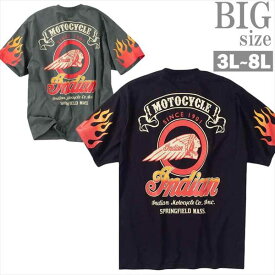 プリントTシャツ 大きいサイズ メンズ INDIAN MOTOCYCLE インディアンモトサイクル 刺繍 男 かっこいい 服 C060302-04