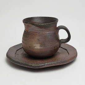 備前焼 岡部享憲 作 珈琲碗皿（岡部-05）| おしゃれ 日本製 工芸品 和食器 陶器 コーヒーカップ コーヒー碗皿 珈琲カップ 父の日 母の日 プレゼント ギフト 岡山県