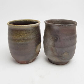 備前焼 組湯呑(大)（桟切）| おしゃれ 日本製 和食器 ゆのみ 茶器 湯飲み ペアーセット 夫婦湯呑 陶器 父の日 母の日 プレゼント ギフト 岡山県