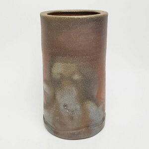 備前焼 筒中花入(桟切)| おしゃれ 日本製 工芸品 花器 花瓶 一輪挿し フラワーベース 陶器 父の日 母の日 プレゼント ギフト 岡山県