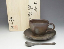 備前焼 ティーセット（桟切)スプーン付| おしゃれ 日本製 工芸品 和食器 陶器 ティーセット ティーカップ 紅茶碗皿 コーヒーカップ 父の日 母の日 プレゼント ギフト 岡山県