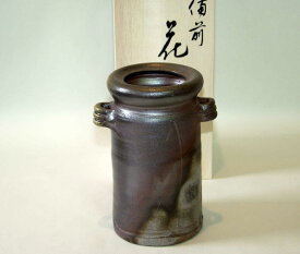 備前焼 耳付花入（桟切）| おしゃれ 日本製 工芸品 和食器 陶器 花器 花瓶 フラワーベース 父の日 母の日 プレゼント ギフト 岡山県