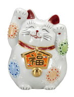 九谷焼 4.5号 絵馬 招き猫 白盛 両手 k9-1624 | おしゃれ 商売繁盛 縁起物 置物 ねこ まねき猫 ネコ イン…