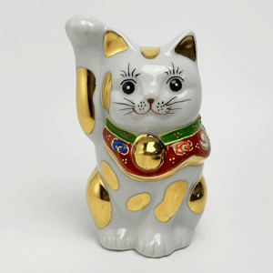 とらさん　九谷焼　色絵金彩　招き猫　置物　縁起物　在銘　F　R4990B とらさん様専用 九谷焼 色絵金彩 招き猫 置物 縁起物 在銘 F