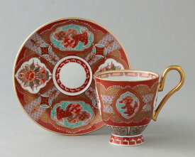 コーヒーカップ コーヒー碗皿 有田焼 赤濃木甲草花 珈琲碗皿 （1客） Y172-W