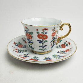 其泉窯 有田焼 マイセン写し 色絵草花文 コーヒー碗皿| おしゃれ コーヒーカップ ソーサー 珈琲碗皿 陶器 日本製 ギフト プレゼント 贈答品