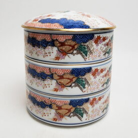 其泉窯 有田焼 春秋文 三段重（小）| 陶器 ミニ 重箱 3段 和食器 おせち おしゃれ 日本製 ギフト プレゼント 贈答品
