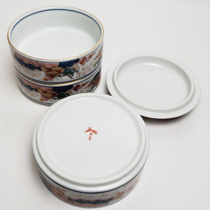 楽天市場】其泉窯 有田焼 春秋文 三段重（小）| 陶器 ミニ 重箱 3段 和 