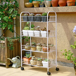 500円OFFクーポン プランターラック ガーデンラック キャスター付き 4段 横型 ホワイト 白 花台 屋外 室内 プランタースタンド おしゃれ インテリア ガーデニング フラワースタンド フラワー