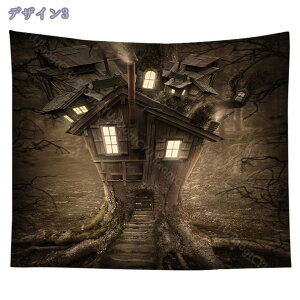 ハロウィンタペストリー 満月の夜空 コウモリ キャッスル お化け屋敷 怖い雰囲気 家/お店 壁飾り 大判 おしゃれ インテリア 飾り 多機能 装飾布 部屋 月夜 鬼 祭 魔法 骸骨かぼちゃ クモの巣