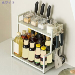 調味料ラック 2段 隙間収納 すき間収納 スパイスラック収納 スチールラック キッチンラック スパイス コンロ横ラック スリム 収納 調味料 卓上 棚 おしゃれ スチール 卓上ラック 大容量 省ス