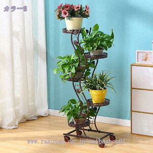 1000円OFFクーポン フラワースタンド プランタースタンド アイアン おしゃれ 花台 ガーデニング 5段式 観葉植物 台 室内 屋外 鉢スタンド アイアン花台 ラック 玄関 植物棚 キャスター付き 簡