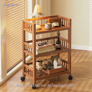 ワゴン キャスター付き キッチンワゴン 落下防止柵付き 3段 木製 おしゃれ サイドワゴン スリム キッチン 収納ラック 収納棚 竹製 リビング 部屋小物 調味料 収納 ラック 高さ82cm 省スペース