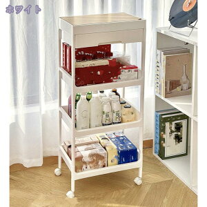 キッチンワゴン 木天板 収納ワゴン 幅40cm 奥行き26cm キャスター付き 4段 サイドワゴン キッチンラック キッチン収納 ストッカー 引き出し 収納 オープンラック 作業台 キッチン 天板 組立品