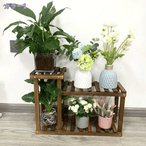 フラワースタンド プランタース 木製 天然木 サイドテーブル ガーデンラック フラワーラック 収納 花置き台 鉢置き 園芸ラック 多肉植物 棚 ベランダ 花棚 観葉植物 飾り台 鉢スタンド 2段式