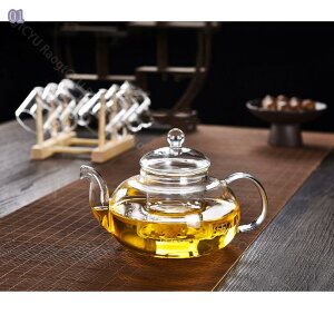 ガラス ティーポット ティーサーバー 茶漉し要らず 茶こし付き 耐熱ガラス ガラス製持ち手 ガラス製ポット ガラス急須 ジャンピング 紅茶ポット フルーツティー 花茶 紅茶 お茶 工芸茶 蒸茶
