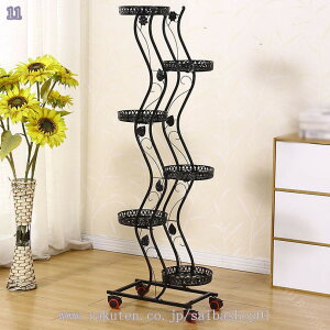 500円OFFクーポン U-園芸ラック 植物スタンド フラワーポットホルダー 3段スクロール装飾金属スタンド フラワーポットラックディスプレイシェルフホールド 庭 バルコニー 家 オフィス用 76x45c