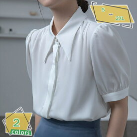 500円OFFクーポン シャツ レディース 半袖 ブラウス シフォン 折り襟 オフィス 夏 ゆったり 無地 おしゃれ 大きいサイズ トップス パフスリーブ 無地 体型カバー カジュアル ゆったり オシャレ 上品 デイリー OL 普段着 通勤 デート 夏シャツ RaogtCYU