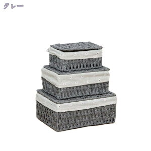 収納 バスケット ペーパーバスケット フタ付き 約 幅26×奥行20×高さ11cm 収納かご カゴ 籠 小物入れ 小物収納 収納ケース 蓋付き リビング 卓上収納 トイレ トイレットペーパー入れ おしゃれ