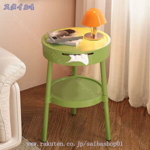 キャンプ ラック クリーム風サイドテーブル 可動式 小型ナイトテーブル ベッド横収納 棚付きリビングテーブル キャンピングラック キャンプ棚 キャンピングカー用品 アウトドアテーブル