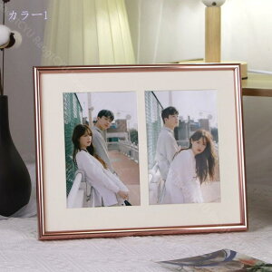 写真のタテ ヨコ フレームのタテ ヨコ スタンド置き 壁掛け自在 アンティークフォトフレーム タテ ヨコ自在フレーム 2L判 ハガキ判×2枚 全2色 壁掛け フォトフレーム 額縁 おしゃれ アンティ