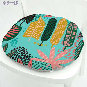 座布団 椅子用 角型/円形 紐付きシートクッション 北欧 リーフ柄 食卓椅子用 ひも付き 体圧分散 座り心地いい 四季通用 チェアパッド 椅子用クッション 四角 丸い クッション 低反発 通気性