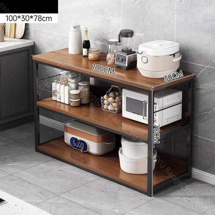 楽天市場】1000円OFFクーポン 木棚 キッチンラック 3段 幅80/100/120cm 