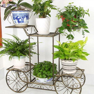フラワースタンド アイアン 2段 アジャスター付き プランタースタンド 鉢植え スタンド 園芸ラック フラワーラック 花台 植物棚 盆栽棚 ガーデンラック 屋外/室内 花棚 植物スタンド 玄関 お