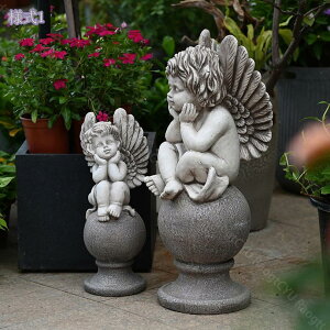 かわいい 天使の置物 エンジェル 彫刻 装飾品 庭の彫像 ガーデンオーナメント 天使 置物 工芸品 インテリア オブジェ ガーデニング 屋外 庭 天使の彫刻記念飾り プレゼント 癒し置物 雑貨 ア