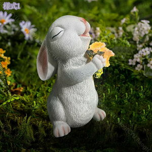 ガーデンライト ソーラー置物 うさぎ ソーラーライト LEDライト 屋外 防水 耐久性 耐候性 樹脂 庭の彫像 ガーデンオーナメント 置物ライト かわいい プレゼント 庭 デコレーション ガーデン