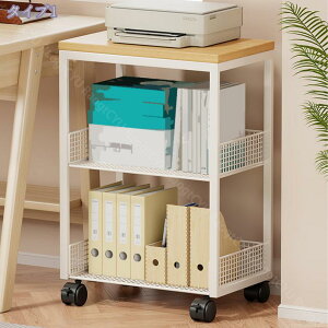 デスクサイドワゴン 机下 キャスター付き 組み立て A4対応 大容量 プリンター台 オフィス 会社 学校 事務所 ホワイト 白デスク上置棚 耐久性 多目的 教科書 漫画 雑誌収納 文具用品収納 小物