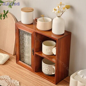 1000円OFFクーポン 収納キャビネット ミニ食器棚 木製 キッチン収納 卓上収納 コンパクト キッチンカウンター カップボード 大容量 安定 防塵 防湿 防虫 調味料 お茶碗 小物入れ シンプル おし