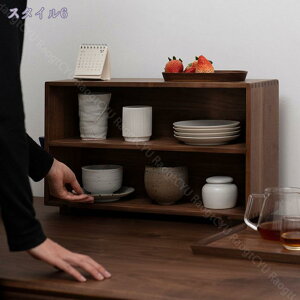 ミニ食器棚 木製 大容量 2段 おしゃれ キッチン収納 家庭用 スリム コンパクト 茶色 食器収納棚 カップ/グラス収納 調味料入れ カウンター上収納棚 透明 アクリル扉 防塵 防湿 安定 収納キャ