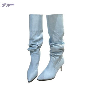 くしゅくしゅブーツ ヒール 美脚 ロングブーツ ピンヒール セクシー 可愛い ストレッチ ブーツ レディース ロング ブーツ コスプレ ライブ ダンス ポインテッドトゥ セクシー ジョッキーブ