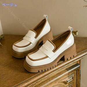 ローファー 厚底 学生靴 ストーム 黒 レディース 6.5cm フラット 脱げない ソフト オシャレ 歩きやすい スクエアトゥ ヒール 上品 痛くない 婦人靴 マニッシュ 脱げない 入学式 スーツ コスプ